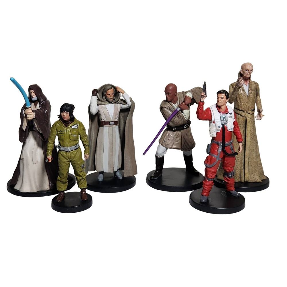 Star Wars PVC Disney Figures Lot Obi-Wan, Mace Windu, Snoke, Luke Skywalker...